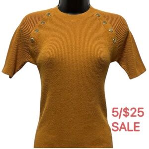 Michael Kors Ribbed Knit Short Sleeve Top | 5$25 SALE